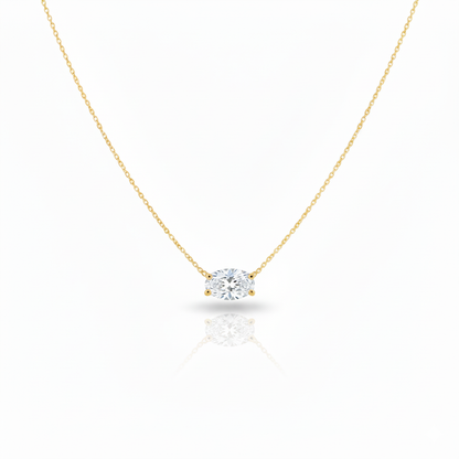 14Kt Gold 1 Ct Lab Grown Oval Diamond Solitaire Pendant