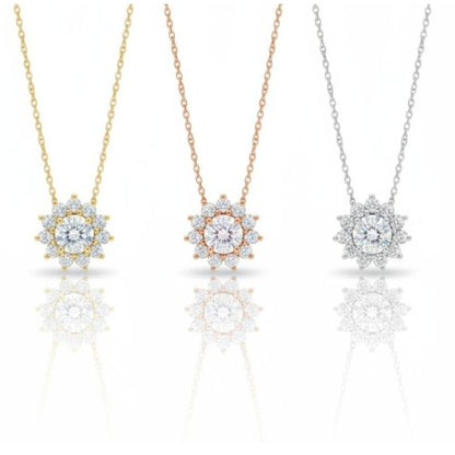 14Kt Gold 1.72 Ct Lab Grown Diamond Solitaire Halo Pendant Necklace