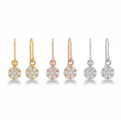 14Kt Gold Diamond Cluster Dangle Earrings