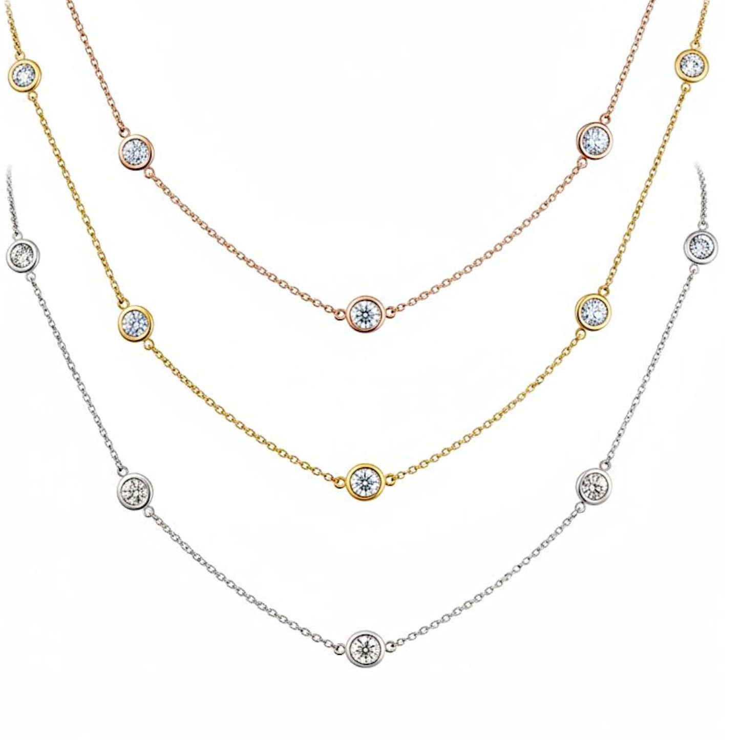 14Kt Gold 1.25 Ct Lab Grown Diamond by the Yard Necklace