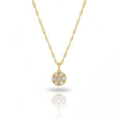 14Kt Gold Genuine Natural Diamond Cluster Pendant Necklace