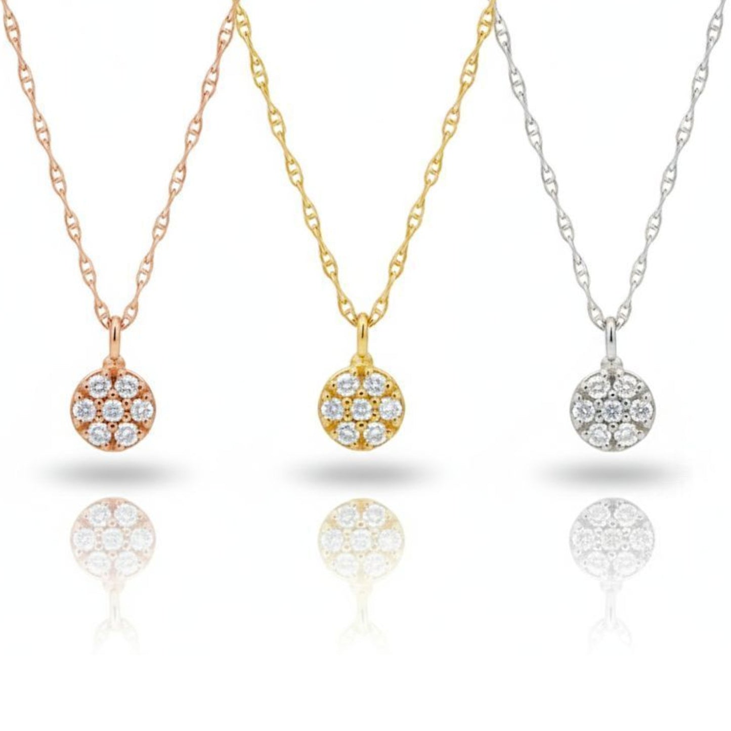 14Kt Gold Genuine Natural Diamond Cluster Pendant Necklace