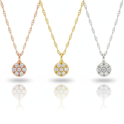 14Kt Gold Genuine Natural Diamond Cluster Pendant Necklace
