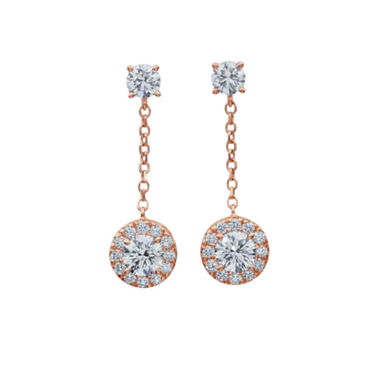 14Kt Gold 1.96 Ct Lab Grown Halo Dangle Stud Diamond Earrings