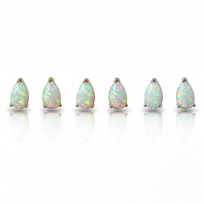 14Kt Gold Opal Teardrop October Birthstone Stud Earrings