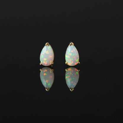 14Kt Gold Opal Teardrop October Birthstone Stud Earrings