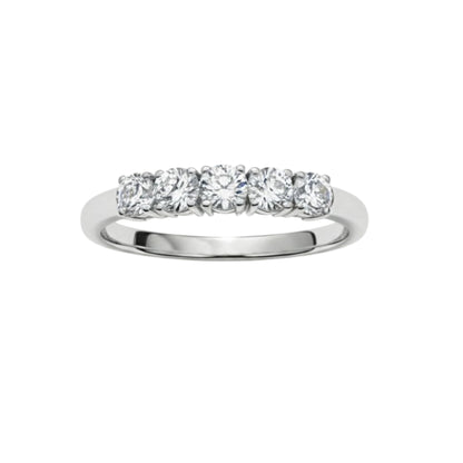 14K Gold 2 Ct 5 Stone Half Eternity Lab Grown Diamond Ring