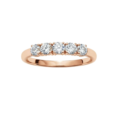 14K Gold 2 Ct 5 Stone Half Eternity Lab Grown Diamond Ring
