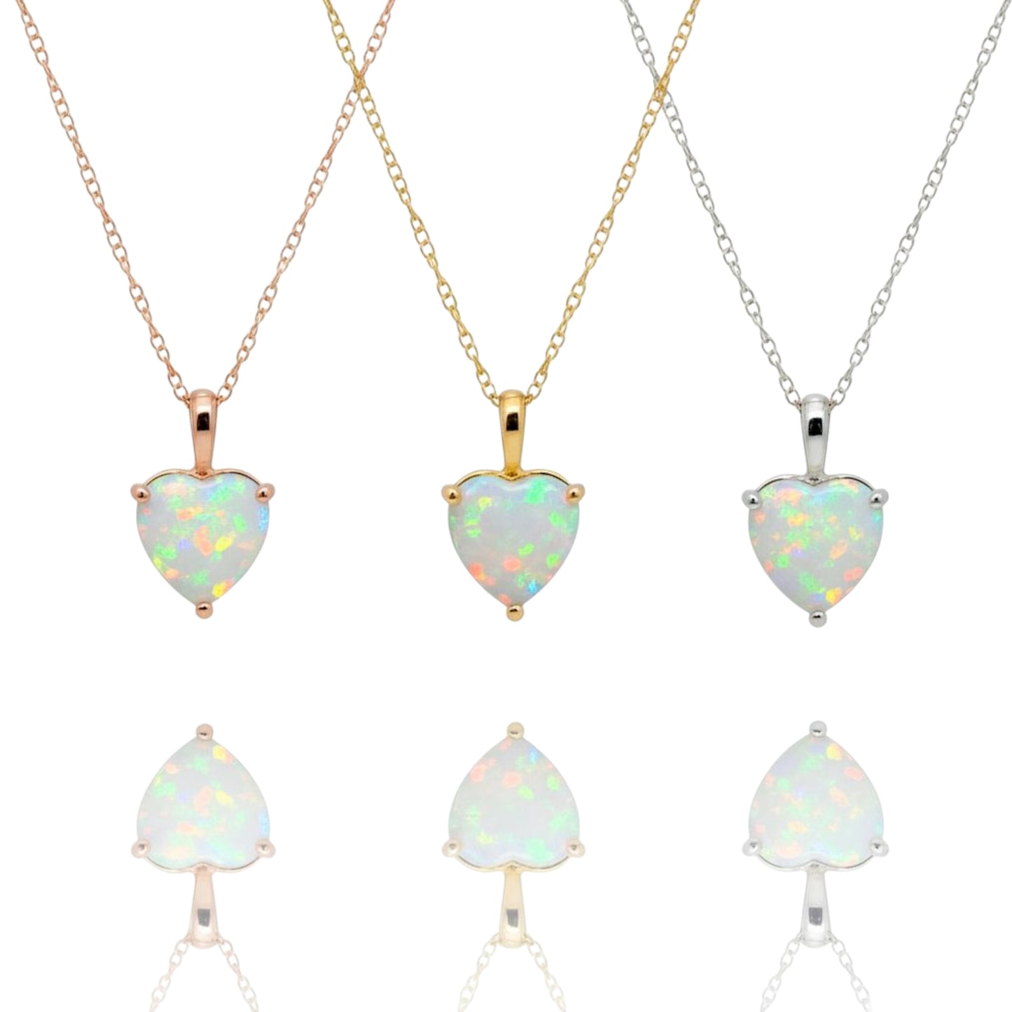 14Kt Gold Opal Heart Pendant Necklace