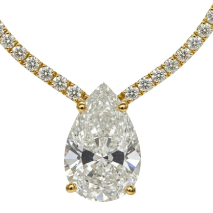 14Kt Gold 4.11 Ct 17-inch Lab Grown Teardrop Diamond Tennis Necklace
