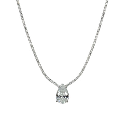 14Kt Gold 4.11 Ct 17-inch Lab Grown Teardrop Diamond Tennis Necklace