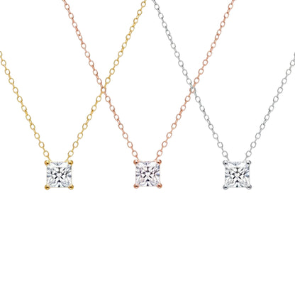 14Kt Gold 0.50 Ct Lab Grown Diamond Princess Cut Shape Solitaire Pendant