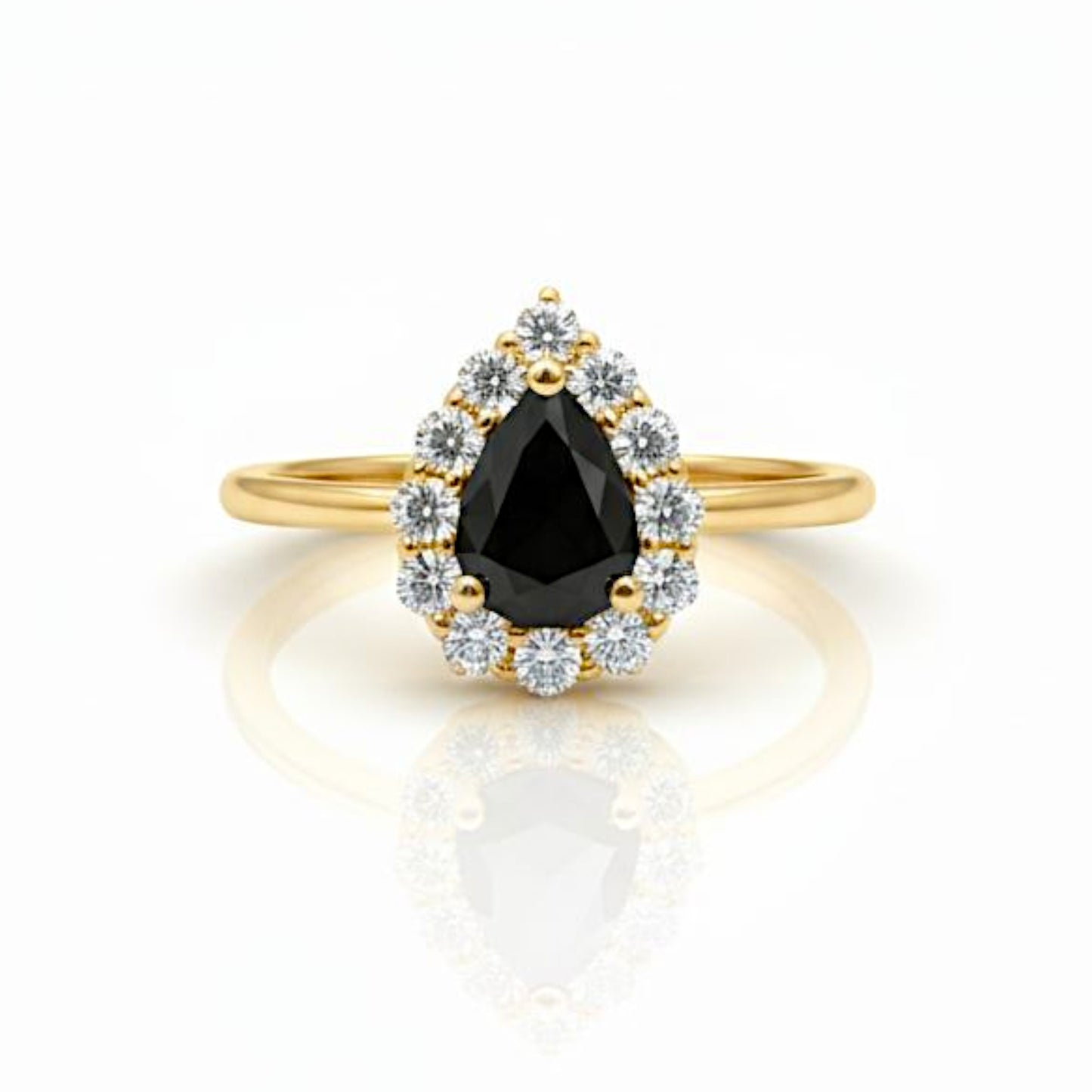 14Kt Gold 1.21 Ct Natural Rose Cut Teardrop Black Diamond Ring