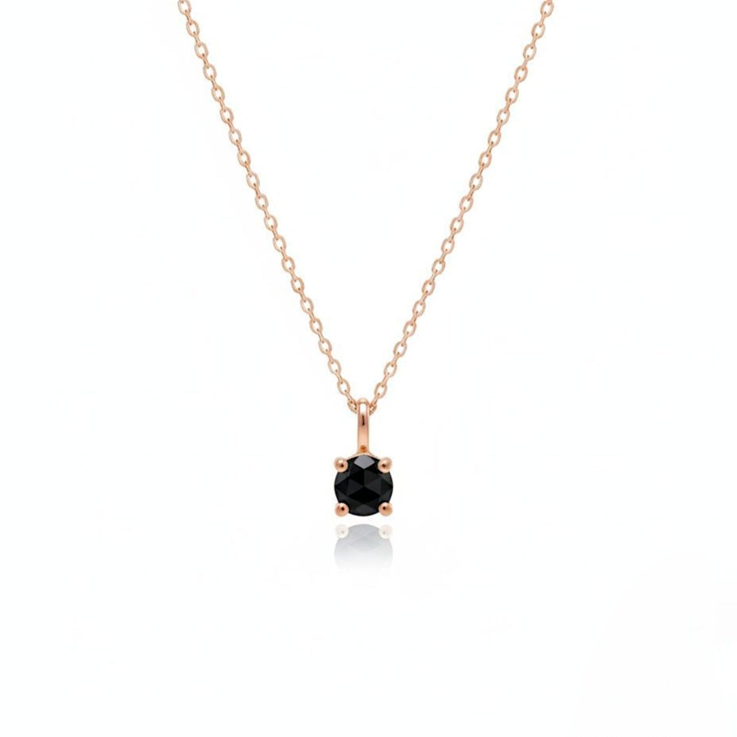 14Kt Gold 0.10 Ct Rose Cut Black Diamond Pendant Necklace