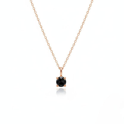 14Kt Gold 0.10 Ct Rose Cut Black Diamond Pendant Necklace
