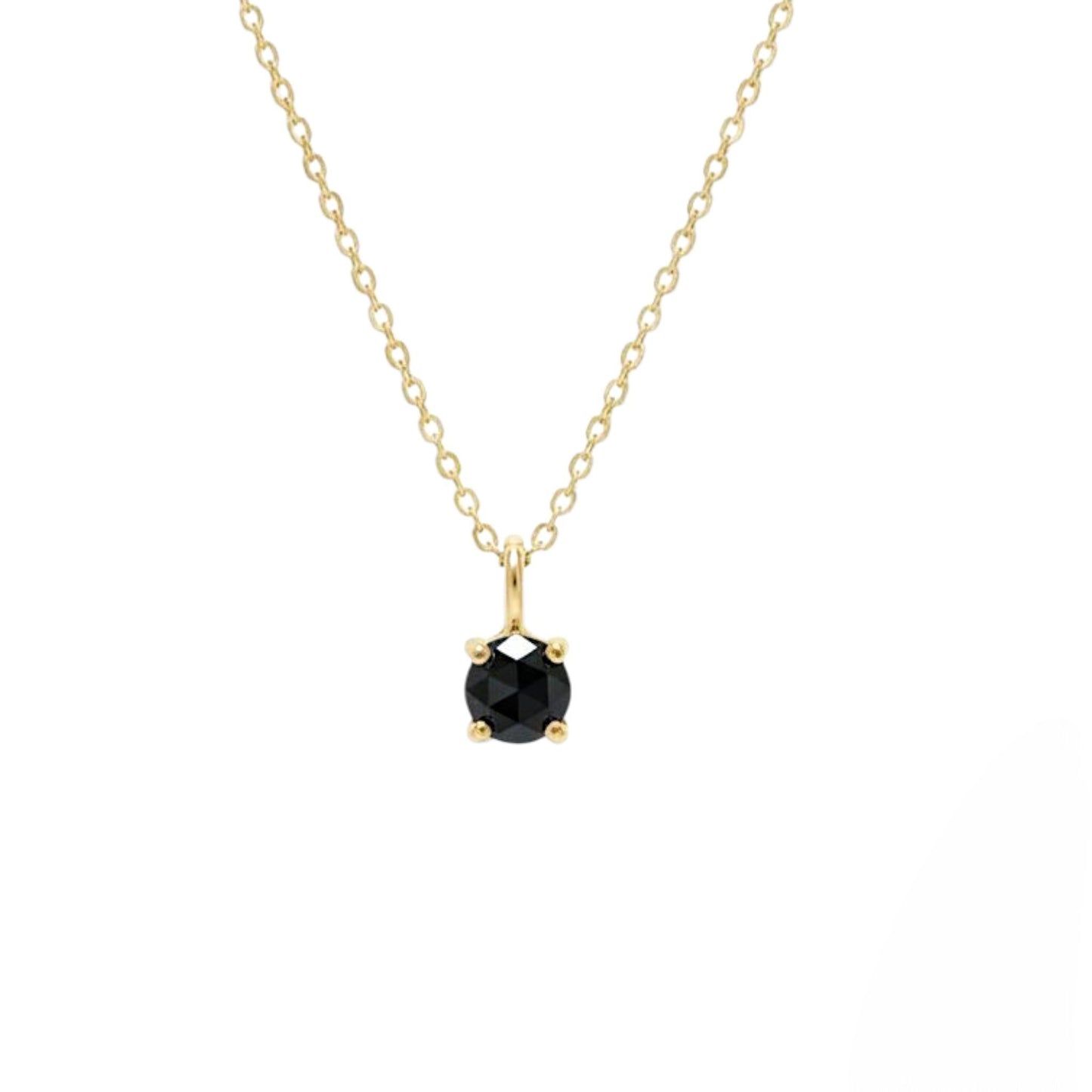 14Kt Gold 0.10 Ct Rose Cut Black Diamond Pendant Necklace
