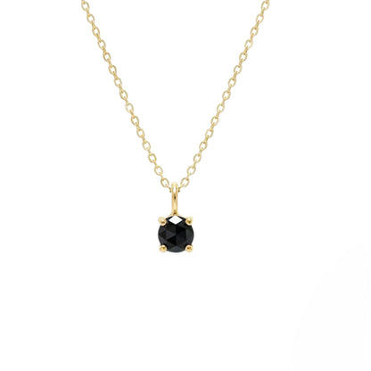 14Kt Gold 0.10 Ct Rose Cut Black Diamond Pendant Necklace
