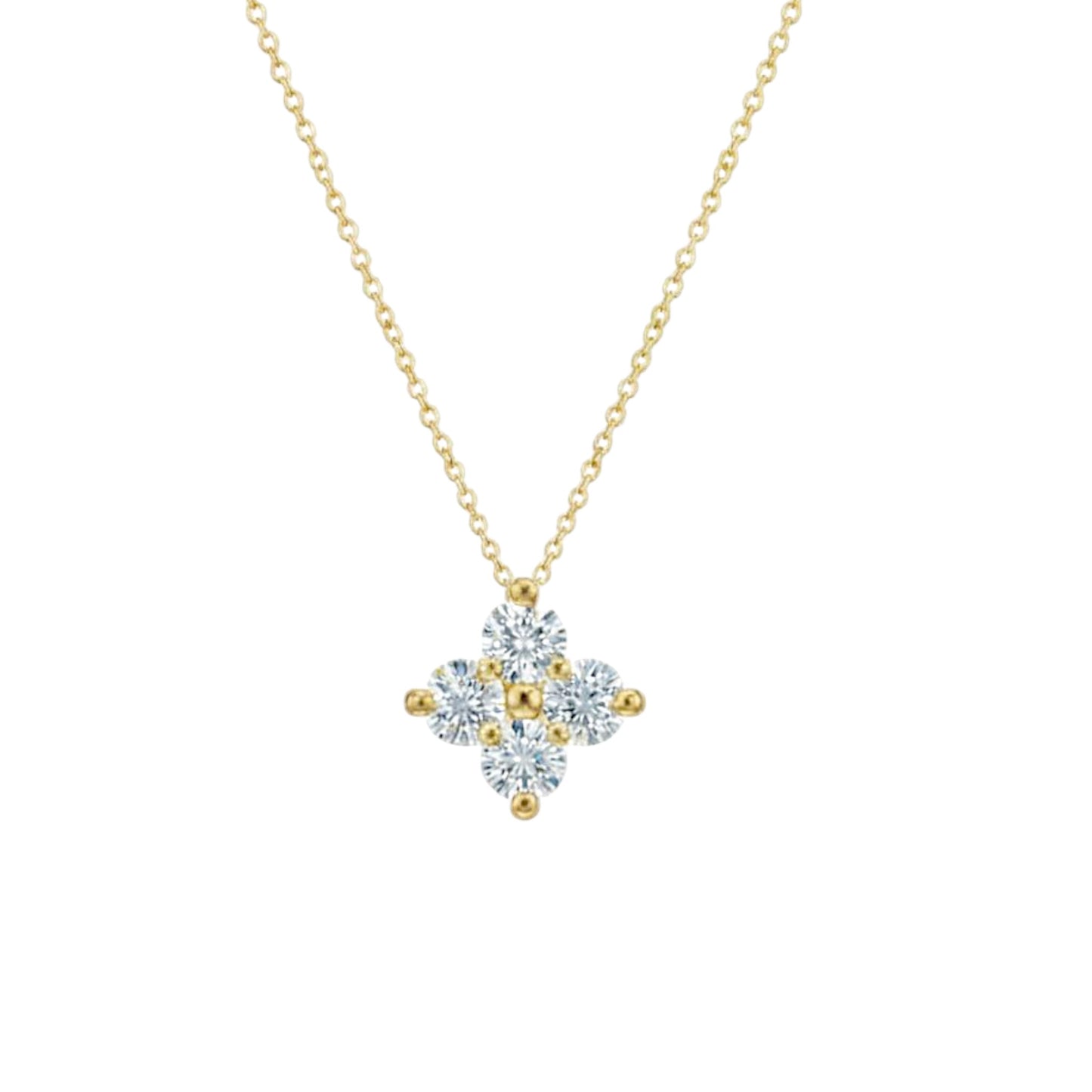 14Kt Gold 0.16 Ct 4 Stone Lab Grown Diamond Necklace Pendant