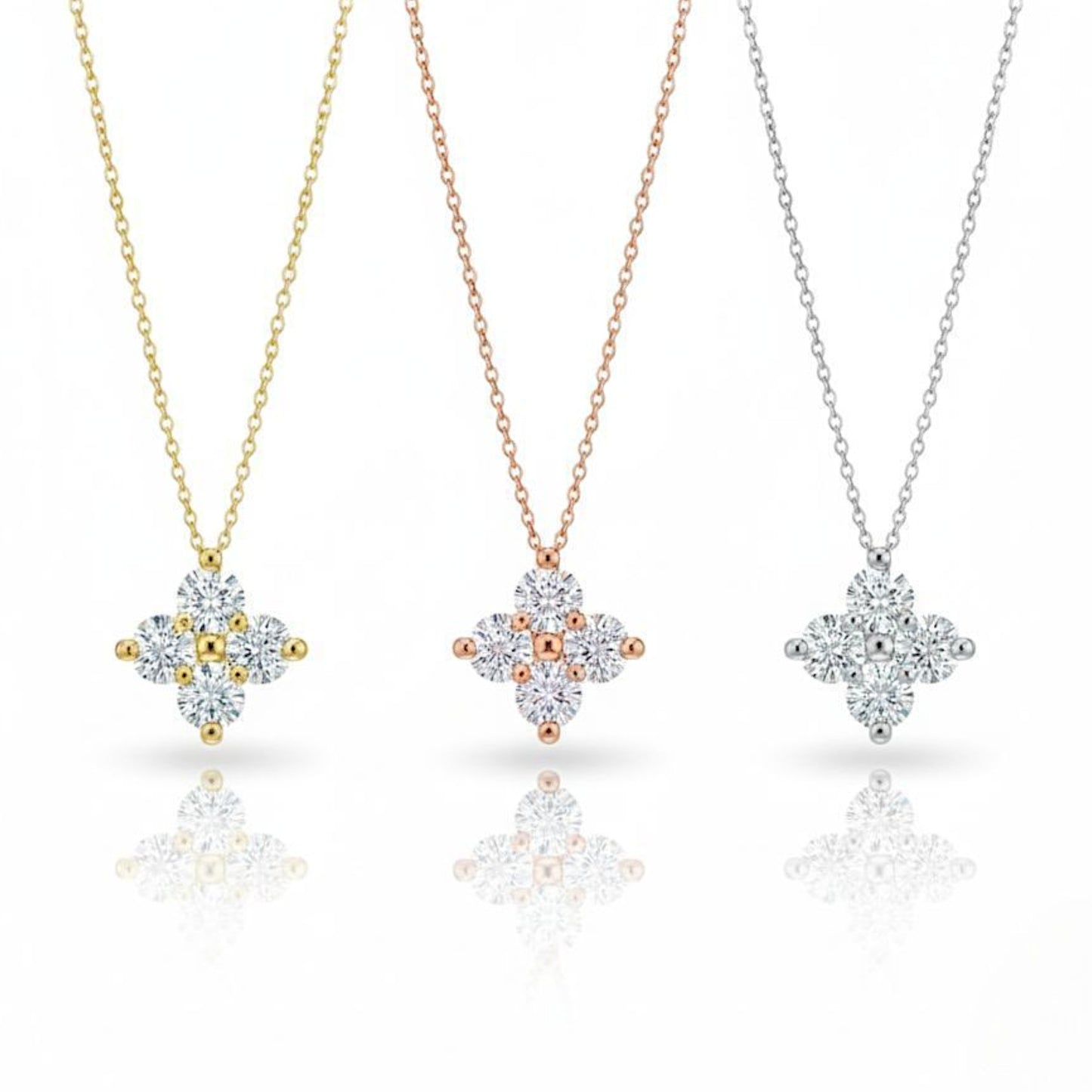 14Kt Gold 0.16 Ct 4 Stone Lab Grown Diamond Necklace Pendant