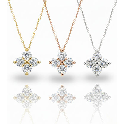 14Kt Gold 0.20 Ct Genuine Natural Diamond 4 Stone Pendant Necklace