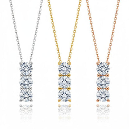 14Kt Gold 0.30 Ct 3 Stone Lab Grown Diamond Pendant Necklace