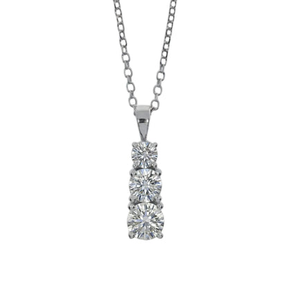 14Kt Gold 1.50 Ct 3 Stone Graduated Lab Grown Diamond Pendant Necklace