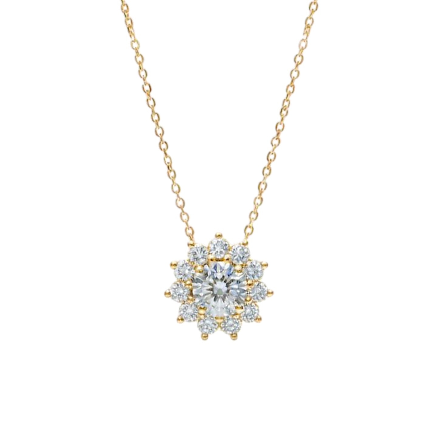 14Kt Gold 1.72 Ct Lab Grown Diamond Solitaire Halo Pendant Necklace