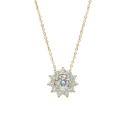 14Kt Gold 1.72 Ct Lab Grown Diamond Solitaire Halo Pendant Necklace