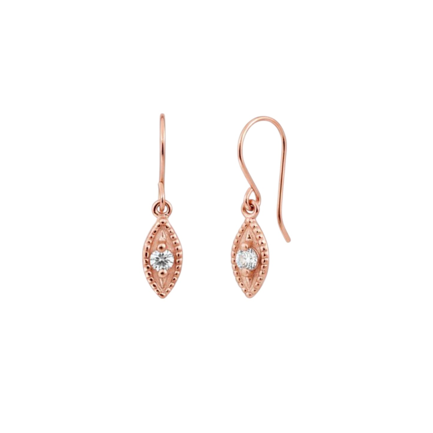14Kt Gold Diamond Double Side Eye Dangle Earrings