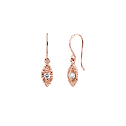 14Kt Gold Diamond Double Side Eye Dangle Earrings