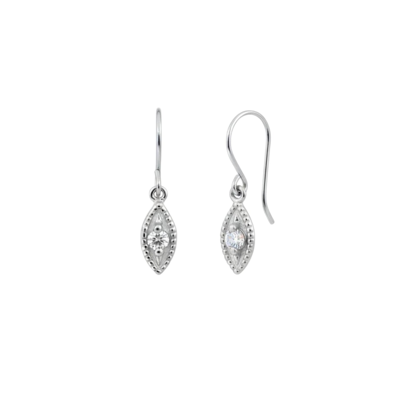14Kt Gold Diamond Double Side Eye Dangle Earrings