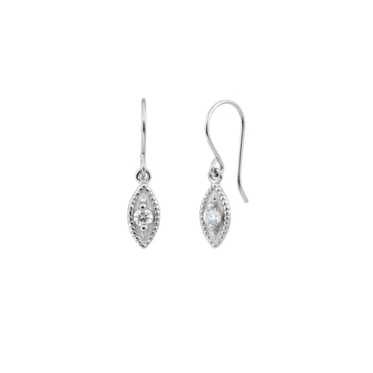 14Kt Gold Diamond Double Side Eye Dangle Earrings