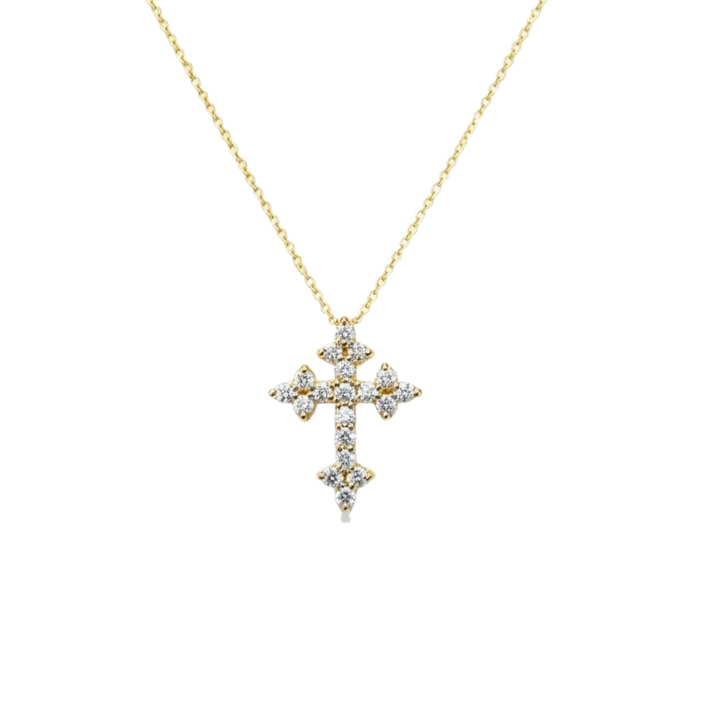 14Kt Gold 0.38 Ct Lab Grown Diamond Cross Pendant Necklace