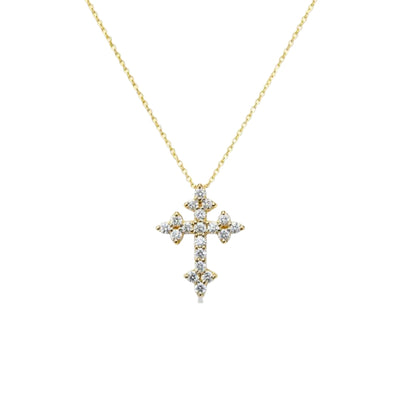 14Kt Gold 0.38 Ct Lab Grown Diamond Cross Pendant Necklace