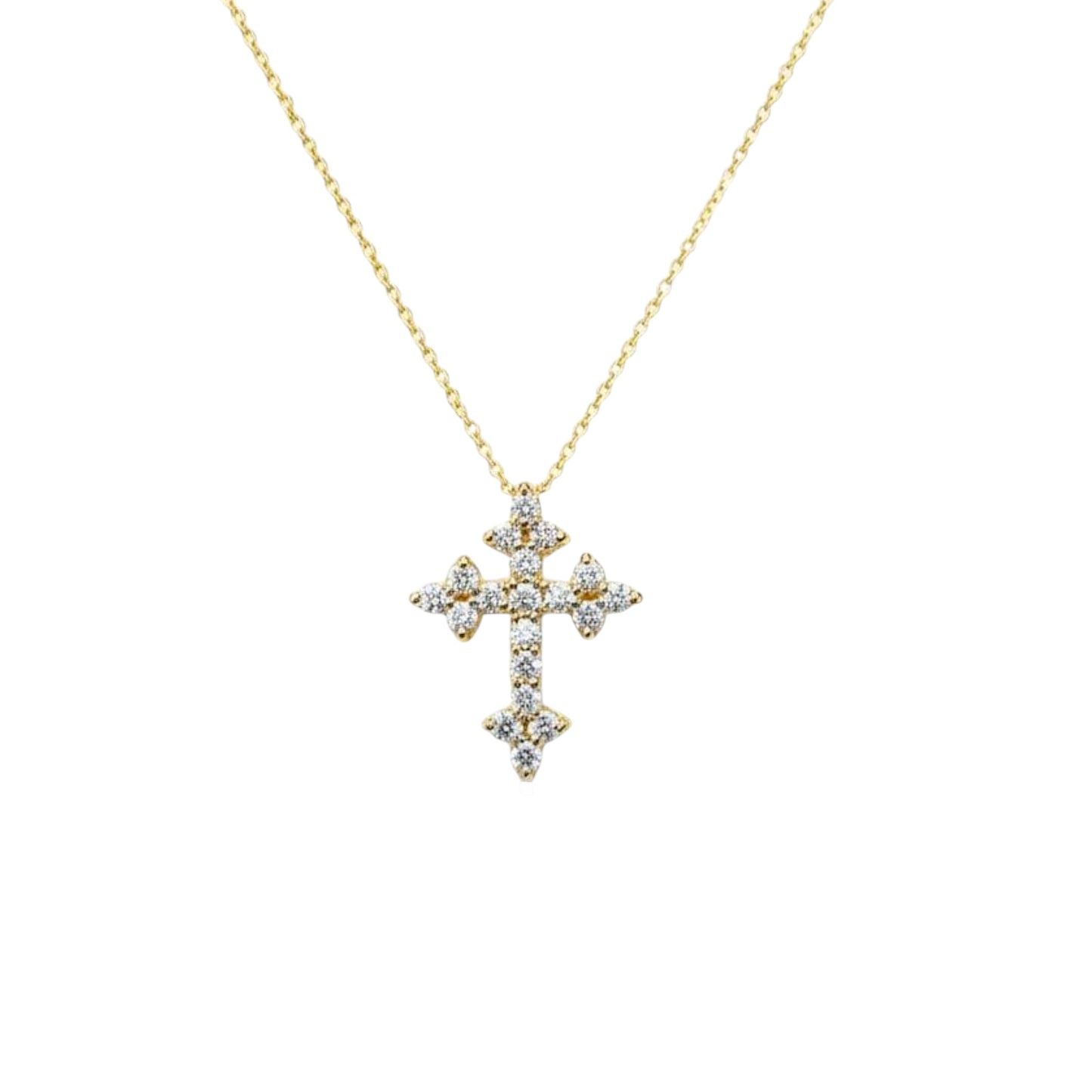 14Kt Gold 1 Ct Lab Grown Diamond Cross Pendant Necklace