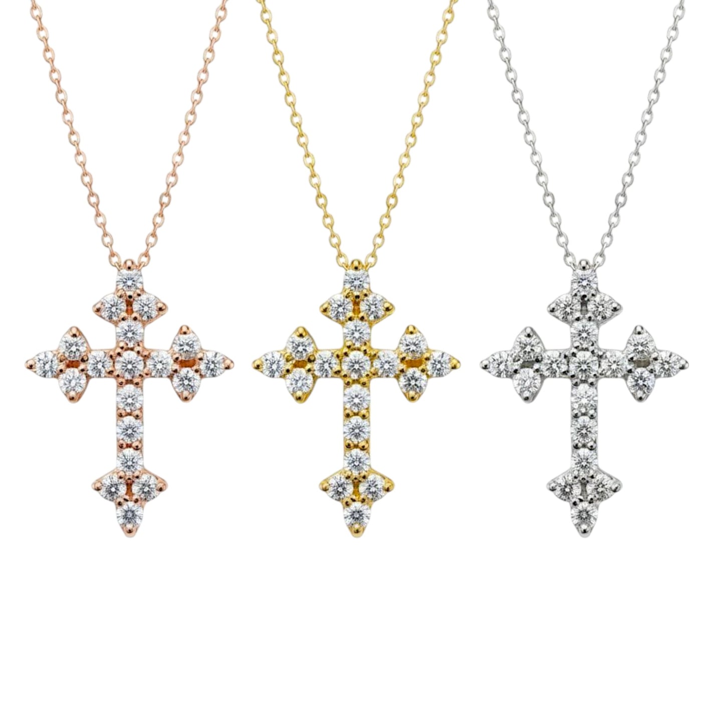 14Kt Gold 0.38 Ct Lab Grown Diamond Cross Pendant Necklace