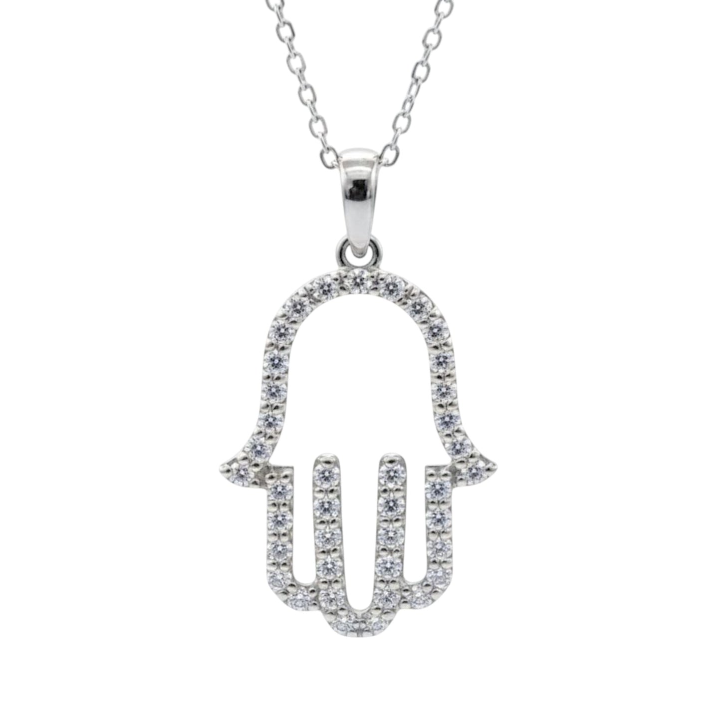 14Kt Gold 0.54 Ct Genuine Natural Diamond Hamsa Pendant Necklace