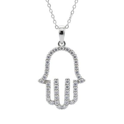14Kt Gold 0.54 Ct Genuine Natural Diamond Hamsa Pendant Necklace