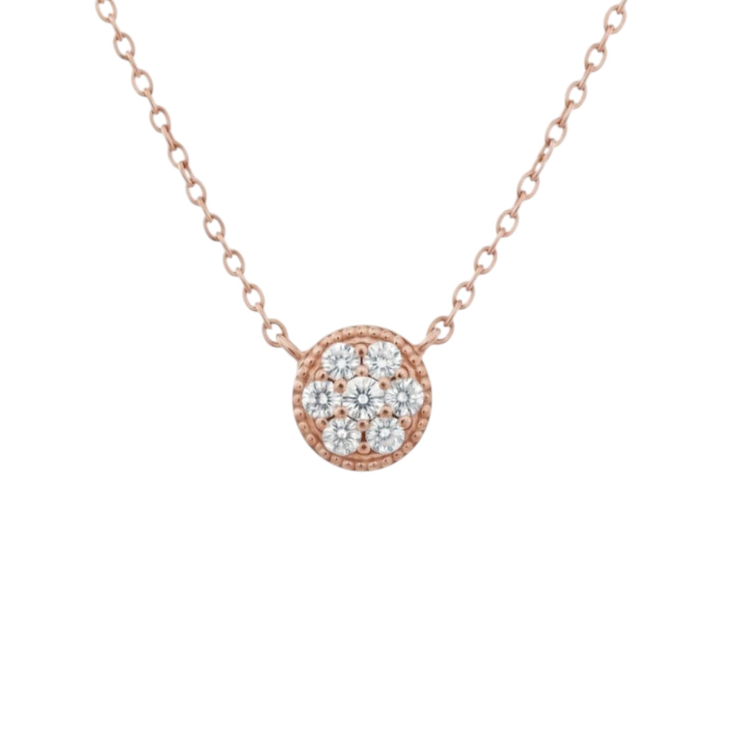14Kt Gold Genuine Natural Diamond Cluster Pendant Necklace