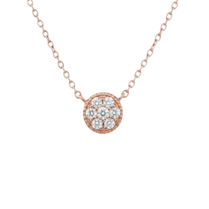 14Kt Gold Genuine Natural Diamond Cluster Pendant Necklace