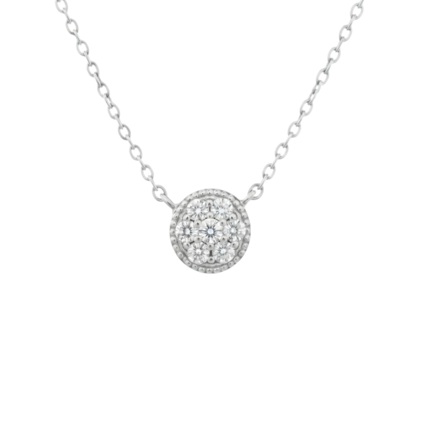 14Kt Gold Genuine Natural Diamond Cluster Pendant Necklace