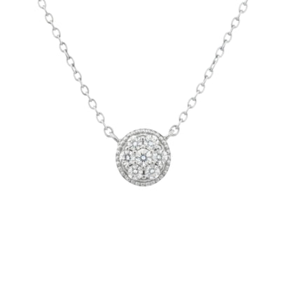 14Kt Gold Genuine Natural Diamond Cluster Pendant Necklace