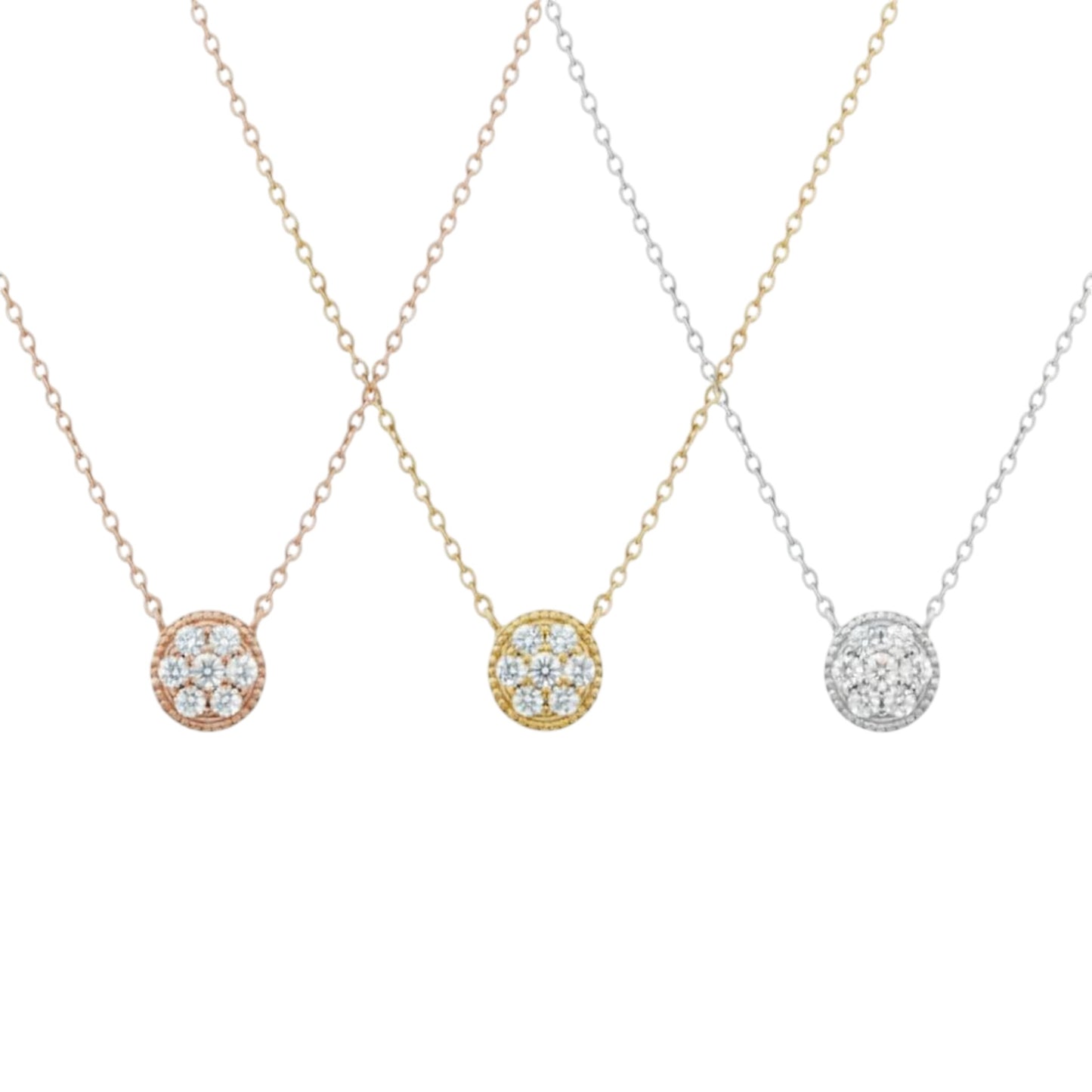 14Kt Gold Genuine Natural Diamond Cluster Pendant Necklace
