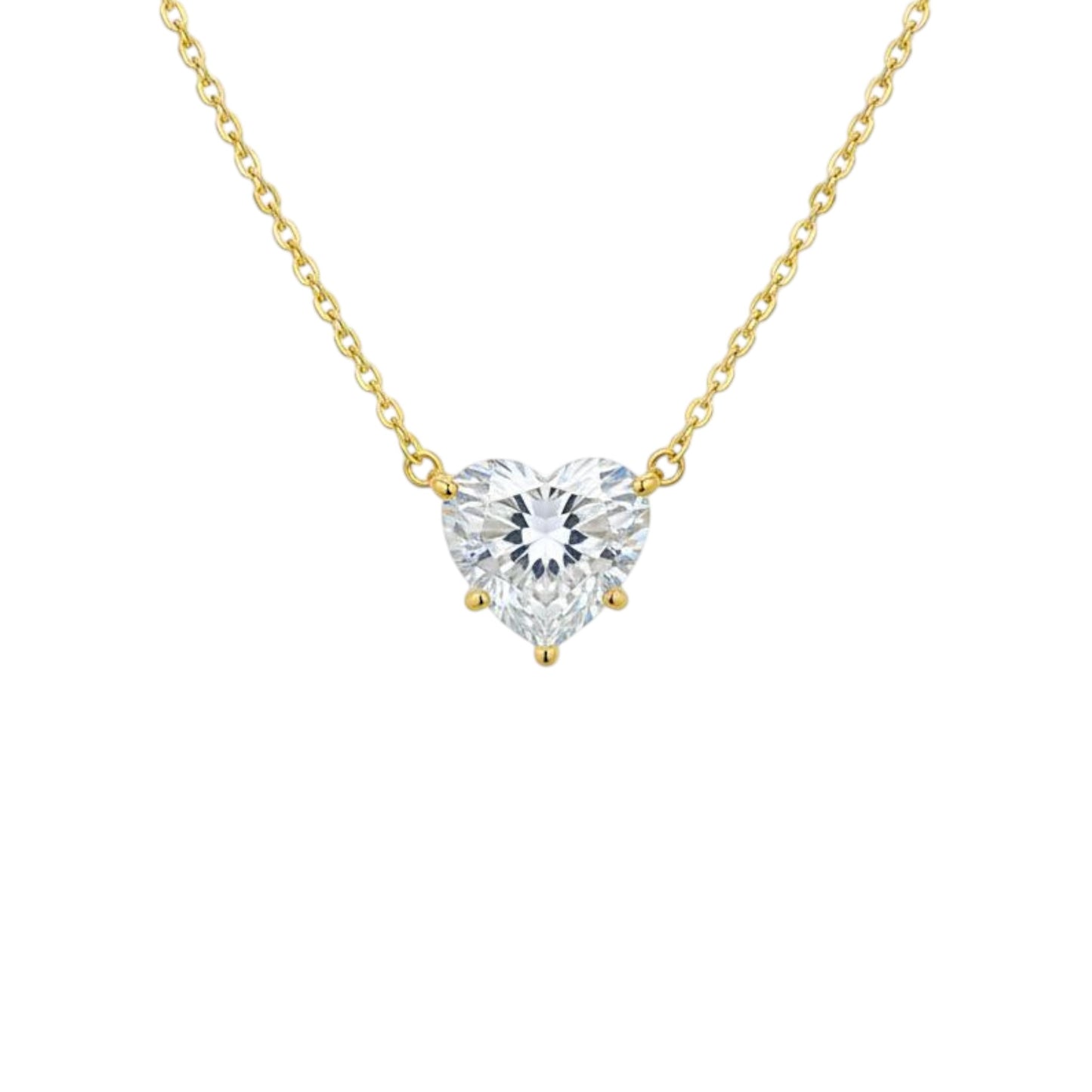 14Kt Gold 1 Ct IGI Certified 5 Prong Heart Lab Grown Diamond Pendant Necklace