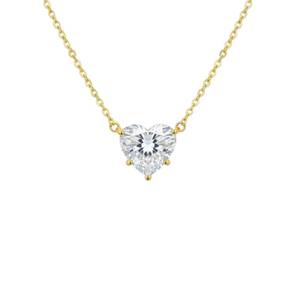 14Kt Gold 1 Ct IGI Certified 5 Prong Heart Lab Grown Diamond Pendant Necklace