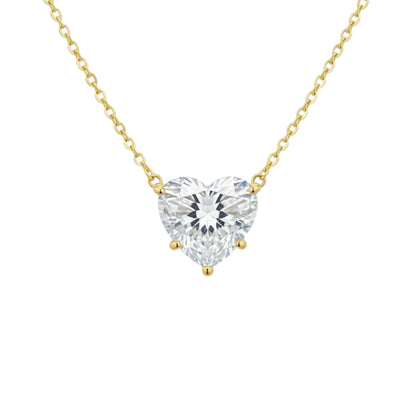 14Kt Gold 4 Ct 5 Prong IGI Certified Lab Grown Diamond Heart Pendant Necklace