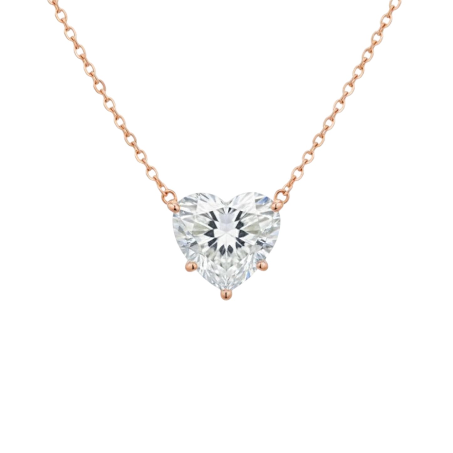 14Kt Gold 1 Ct IGI Certified 5 Prong Heart Lab Grown Diamond Pendant Necklace