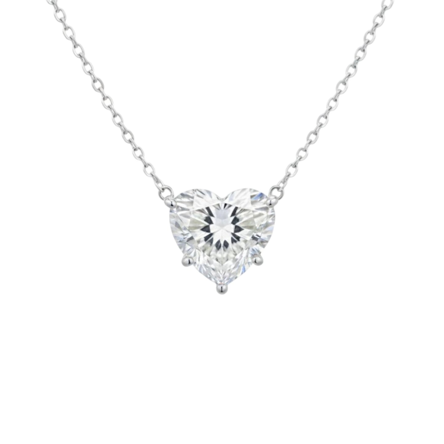 14Kt Gold 4 Ct 5 Prong IGI Certified Lab Grown Diamond Heart Pendant Necklace