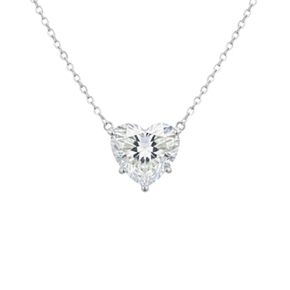 14Kt Gold 1 Ct IGI Certified 5 Prong Heart Lab Grown Diamond Pendant Necklace
