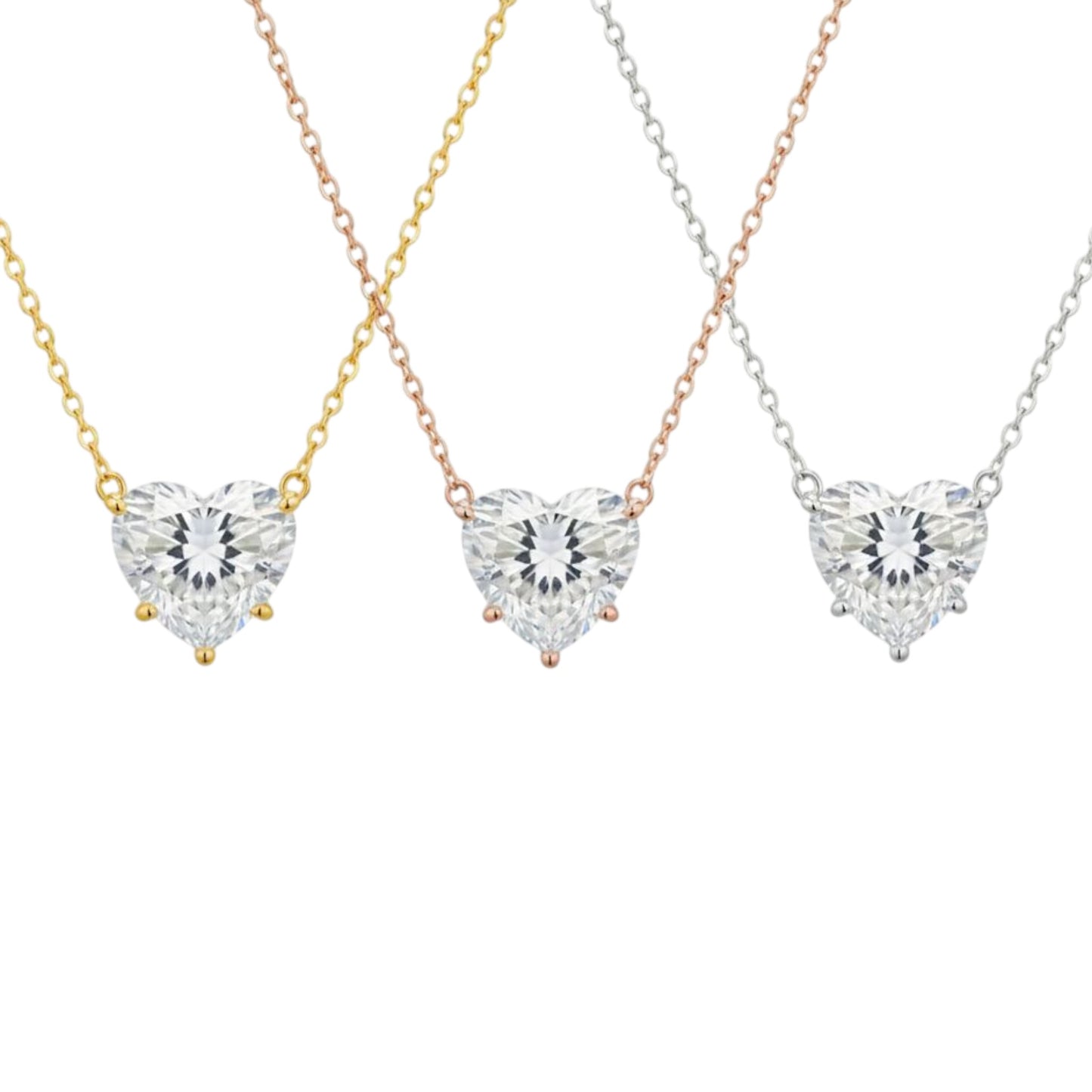 14Kt Gold 4 Ct 5 Prong IGI Certified Lab Grown Diamond Heart Pendant Necklace